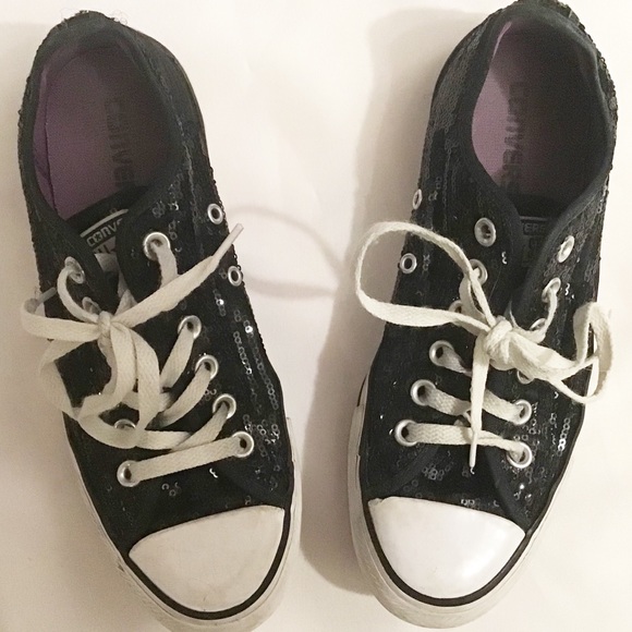 black sequin converse size 5